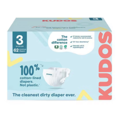 Kudos Chlorine Free Cotton-Lined Disposable Diapers - Size 3 - 72ct