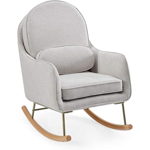 Delta Children Ella Rocker with LiveSmart Evolve Fabric, Limestone/Melted Bronze and Natural Rocker Base