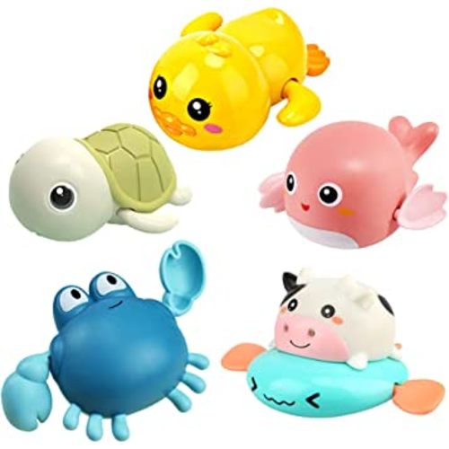 Bath Toy,Cute Animal Clockwork Bathtub Swimming Pool Toy,Baby Bath Toys for Toddlers 1-3, Boys & Girls Water Bath Toy Set,5 Pack