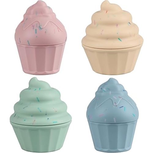 Silicone Bath Toys, Cake Design Baby Bathtub Toys for Toddlers/ Infants 6-12-18 Months+, Bath Squeeze Toys for Tub Beach Pool, 4 Count