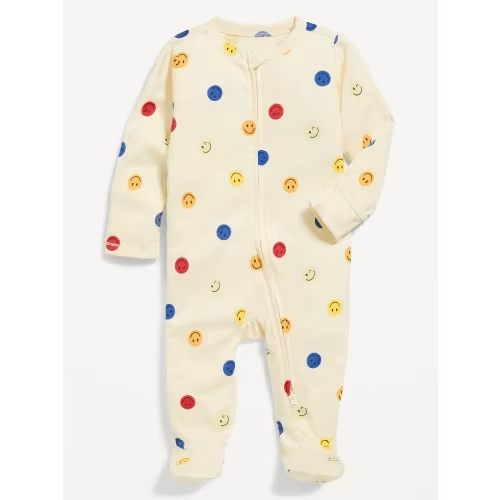 Color: Smile -- Size: 6-9M -- 2-Way-Zip Sleep & Play Footed One-Piece for Baby