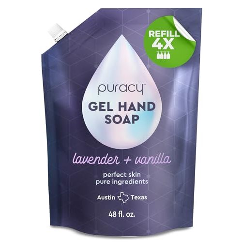 Puracy Organic Hand Soap, Professional Hand Washers We've All Become, Moisturizing Natural Gel Hand Wash Soap, Liquid Hand Soap Refills for Soft Skin (Refill Lavender & Vanilla, 48 Ounce)