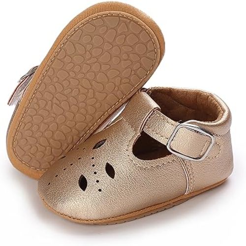 SOFMUO Baby Boys Girls Lace Up Leather Sneakers Soft Rubber Sole Infant Moccasins Newborn Oxford Loafers Anti-Slip Toddler Wedding Uniform Dress Shoes