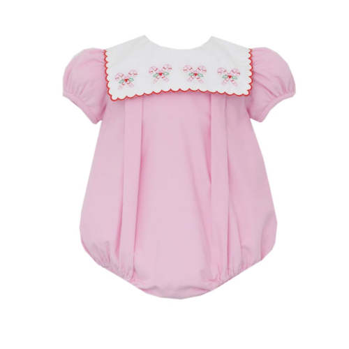 Anavini Girls Pink Corduroy Candy Canes Bubble with White Square Scall – Best Dressed Child