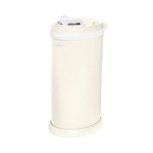 Ubbi Stainless Steel Diaper Pail, Odor Locking, No Special Bag Required, Award-Winning, Registry Must-Have, Matte Ivory
