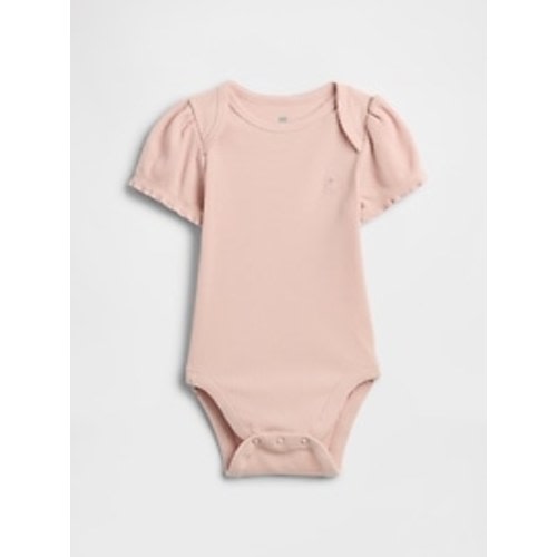 Baby First Favorites TinyRib Puff-Sleeve Bodysuit | Gap