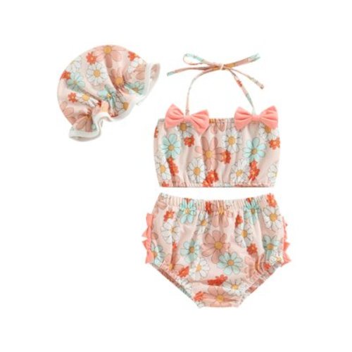 Hirigin Baby Girl Swimsuit 3 6 9 12 24 Months Infant Bathing Suit Bikini Sets Swimwear Summer Beach 3Pcs Outfit