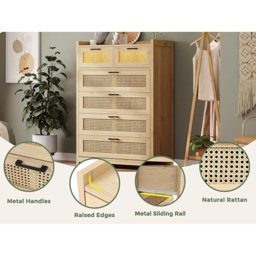 Rattan Dresser for Bedroom with Drawer Dressers & Chests of Drawers