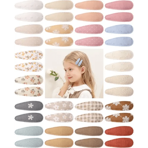 doboi 40Pcs Toddler Hair Clips Baby Girl Hair Bows Clips Floral Print Non Slip Wrapped Snap Hairpins Flower Clips for Hair Barrettes Hair Accessories for Baby Toddler Girls Kids
