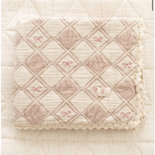 Organic Cotton Baby Patchwork Blanket - Pink Bows