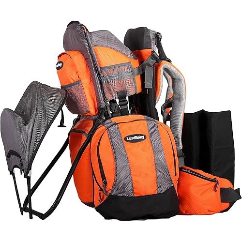 2-in 1 Baby Backpack Carrier - Ergonomic Toddler Hiking/Baby Hiking Backpack Carrier with Removable Bag, Diaper Change Pad, Insulated Pocket + Rain and Sun Hood to Protect Your Child