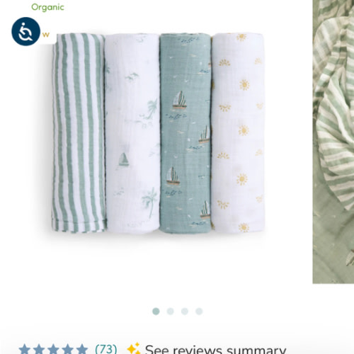 aden + anais | Sailing Seas Organic Muslin Swaddle Blanket 4pk