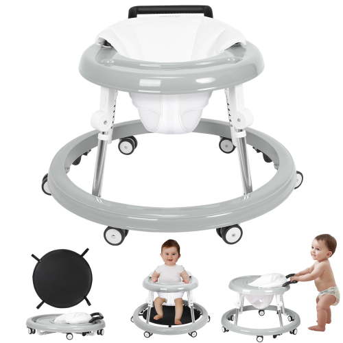 HARPPA Foldable Baby Walker for Babies 6-24 Months, Anti-Rollover, Seat and Height Adjustable, Gray - Shop Black Friday Deals for 2024!