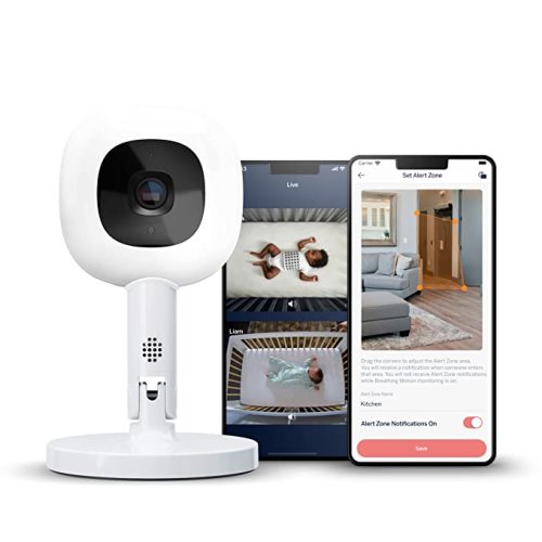 Nanit Pro Smart Baby Monitor & Flex Stand - 1080p Secure Wi-Fi Video Camera, Sensor-Free Sleep Breathing Motion Tracker, 2-Way Audio, Sound Alerts, Night Vision, and Band White