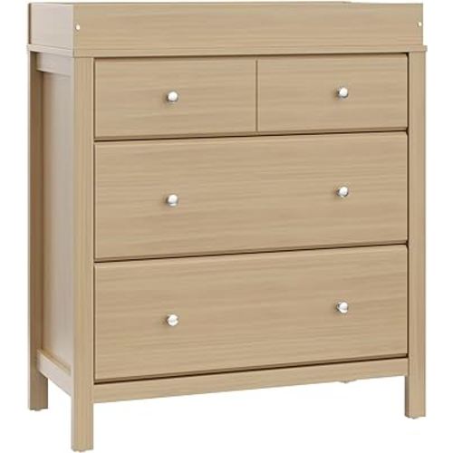 Storkcraft Horizon 3 Drawer Chest with Changing Topper (Driftwood) – GREENGUARD Gold Certified, Nursery Dresser Drawer Organizer