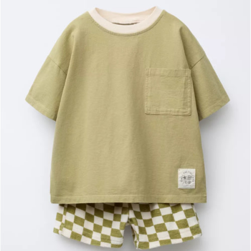 CHECKERBOARD T-SHIRT AND BERMUDA JOGGING SET - Anthracite grey | ZARA United States