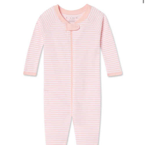 LAKE | Baby | Pima Cotton Pajamas | 3-6M English Rose Stripe Baby Sleeper