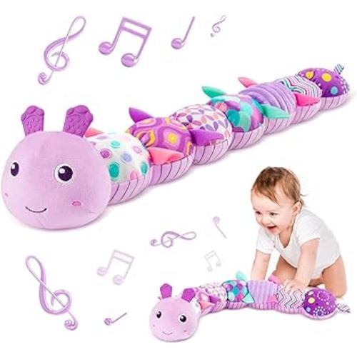 Sumobaby Infant Baby Musical Multi-Sensory Caterpillar, Stuffed Animal Activity Soft Toys, for Tummy Time Newborn 0-3-6-12 Months Girls, Purple