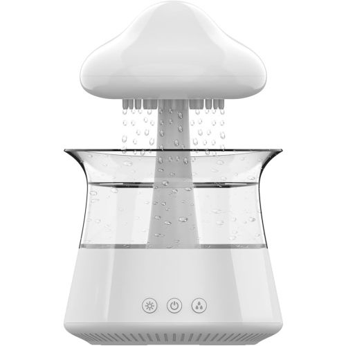 Rain Cloud Humidifier for Bedroom & Large Room - Essential Oil Diffuser with 7 Colors LED Lights - Whole House Coverage - Auto Shut-Off - It Can Work for Up to 8-10 Days with Full Water(06 White)