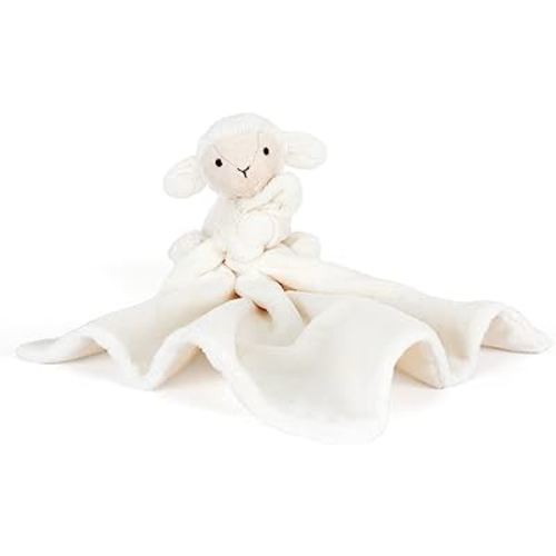 Jellycat Bashful Lamb Soother, 13.5 inches | Security Blanket & Lovey for Babies | Baby Gift