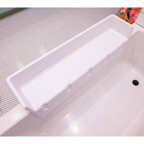 Tub Topper® Bathtub Splash Guard Play Shelf Area - Toy Tray Caddy Holder Storage - Suction Cups Attach to Bath Tub - No Mess Water Spill in Bathroom - Fun for Toddlers Kids Baby (White)