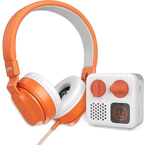 Yoto Mini (2024 Edition) + Wired Headphones Bundle - All-in-1 Travel Device for Stories Music Podcast Radio White Noise Ok-to-Wake Alarm Clock, Use as Speaker or for Quiet Listening