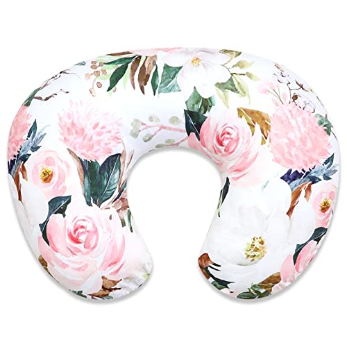 DILIMI Nursing Pillow Cover for Baby Girl and Boy, Ultra Soft Comfortable Stretchy Removable Slipcover for Newborn Breastfeeding Pillows, Watercolor Flower