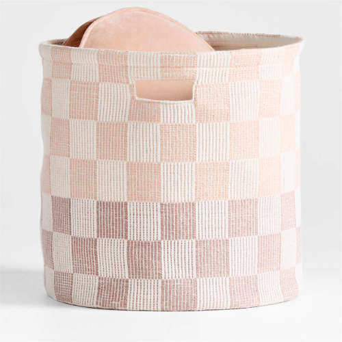 Hopscotch Elegant Pink and Classic Mauve Checkerboard Large Floor Storage Bin