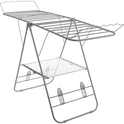 Clothes Drying Rack - Folding Indoor or Outdoor Portable Dryer for Clothing and Towels - Collapsible Laundry Clothes Stand by Everyday Home (Silver)