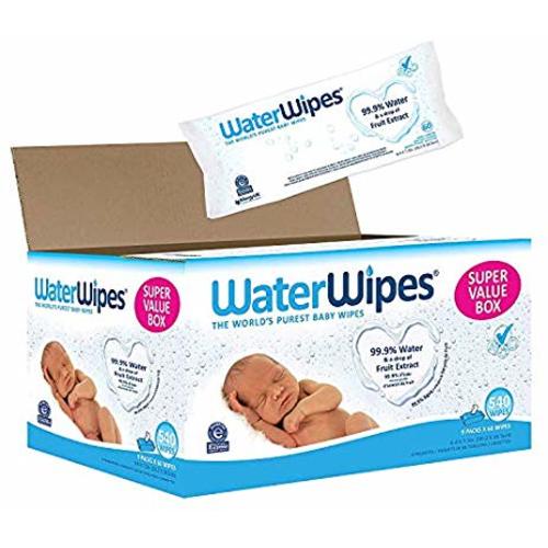 WaterWipes Sensitive Baby Wipes, Unscented, 540 Count (9 Packs of 60 Count)