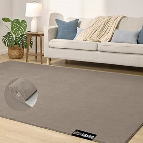 GORILLA GRIP Slip Resistant Soft Washable Stain Resistant Area Rug, 6x9, Plush Thick Carpet for Nursery, Bedroom, Living Room, Non-Shedding Floor Rugs, Kid and Pet Friendly, Baby Home Decor, Taupe