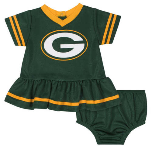 Baby Girls Green Bay Packers Cheerleader Dress and Diaper Cover Set