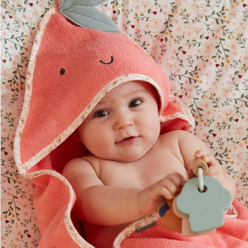 Love Apples Bath Cape for Babies - pink, Bedding & Decor