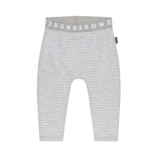 Bonds Legging Stretchies Grey/White Stripe | Baby Bunting AU