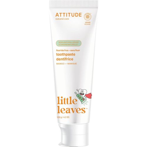 ATTITUDE Fluoride-Free Toothpaste, Plant- and Mineral-Based Ingredients, Vegan, Cruelty-Free and Sugar-Free, Mango 4.2 Oz