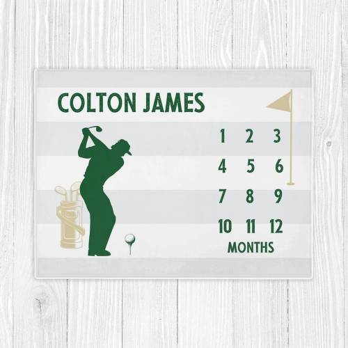 Golf Milestone Blanket, Boy Milestone Blanket, Personalized Golf Baby Blanket, Baby Shower Gift New Mom, Baby Month Blanket Baby Boy Blanket