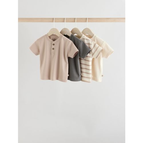 Mono/Neutral Baby Short Sleeve T-Shirts 4 Pack - Size 9-12 Months - Mono/Neutral