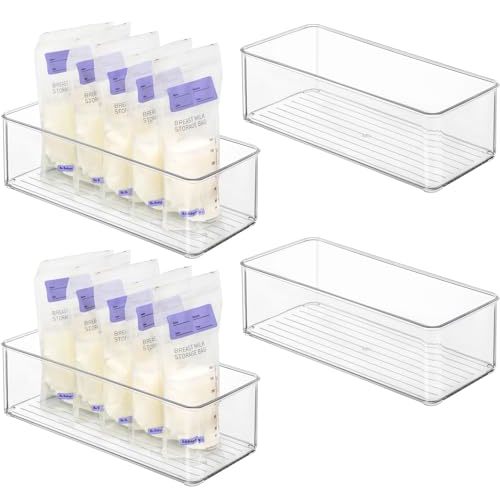 Hudgan 4 PCS Breastmilk Storage Container Set, Space-efficient for Breast Milk Storage in Fridge Freezer, Fits the Lansinoh and Medela bags