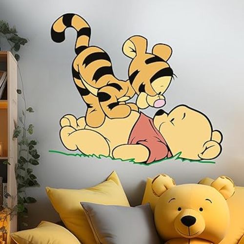 Winnie The Pooh & Tigger Wall Decals I Winnie The Pooh Nursery Decor for Boy & Girl I Cute Room Decor I Winnie The Pooh Gifts I Bear Decor I (Wide 22"x19" Height)