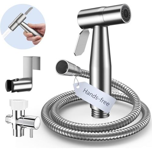 Hands-Free Handheld Bidet Sprayer for Toilet, Muslim Shower Dual Control Mode Spray, Toilet Sprayer with Bidet Hose, Adjustable Bidets Attachment for Toilet for Feminine Wash
