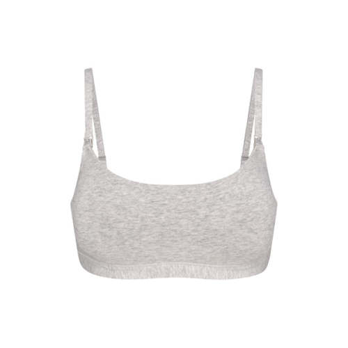 COTTON JERSEY MATERNITY NURSING SCOOP BRALETTE | LIGHT HEATHER GREY