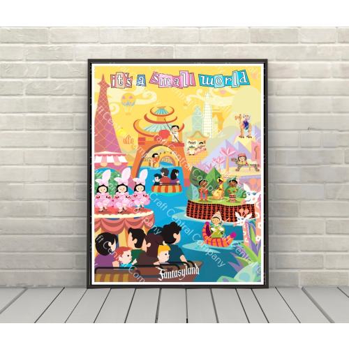 Its A Small World Poster Fantasyland Poster Disney Poster Disney Attraction posters Magic Kingdom Disney World Poster Disneyland Wall Art