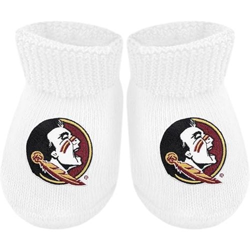 Creative Knitwear College Baby Bootie Sock - Team Logo, Multiple Colors, for Boys & Girls (Newborn - 6 Months)