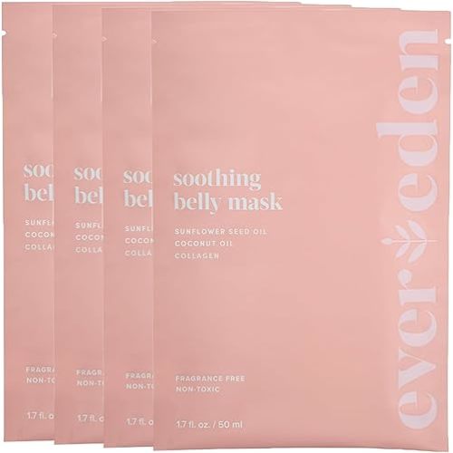 Evereden Soothing Belly Mask - 4 Belly Masks for Pregnant Women - One Size - Hydrating, Nourishing, & Soothing Pregnancy Skin Care Belly Masks - Clean & Vegan Pregnancy & Maternity Products