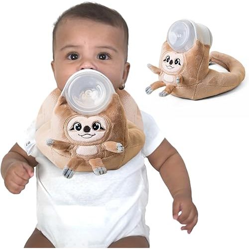 Bottle Holder for Baby - Sloth - Promotes Motor Skill Development and Independence - Soft with Secure Adjustable Velcro Closure