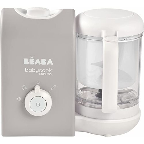 BEABA Babycook Express - the Fastest Babycook, Baby Food Maker, Baby Food Processor, Baby Food Steamer, Large Capacity, Make 34 Servings of Healthy Food for Baby in 15 Mins, Baby Essentials, (Grey) - Gray