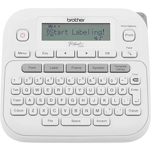 Brother P-Touch PTD220 Home/Office Everyday Label Maker | Prints TZe Label Tapes up to ~1/2 inch White