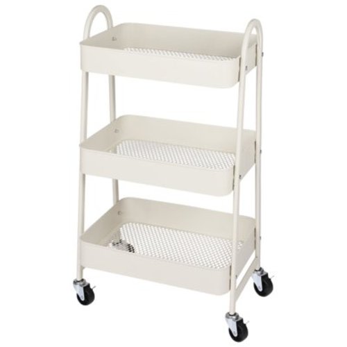 GIANNA 3-Tier Plastic Rolling Utility Cart with Handle, Multi-Functional Storage Trolley for Office, Living Room, Kitchen, Movable Storage Organizer with Wheels