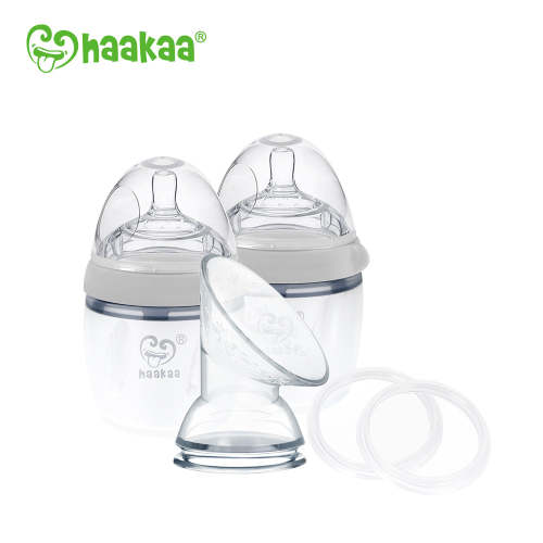 Haakaa Gen 3 Silicone Pump + Bottle Pack, Gray