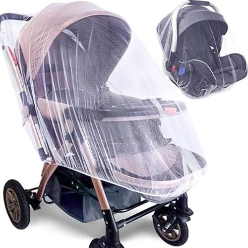 Mosquito Net for Stroller (2 Pack) - Durable Baby Stroller Mosquito Net - Perfect Bug Net for Strollers, Bassinets, Cradles, Playards, Pack N Plays and Portable Mini Crib (White) …